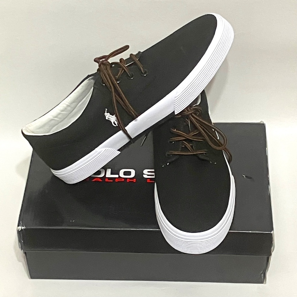 POLO Ralph Lauren FELTON Canvas LOW TOP Round Lace SNEAKERS | Mens 9D